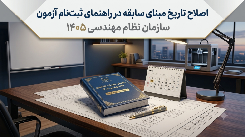 اصلاح تاریخ مبنای سابقه در دفترچه راهنمای ثبت‌نام آزمون نظام مهندسی ۱۴۰۵